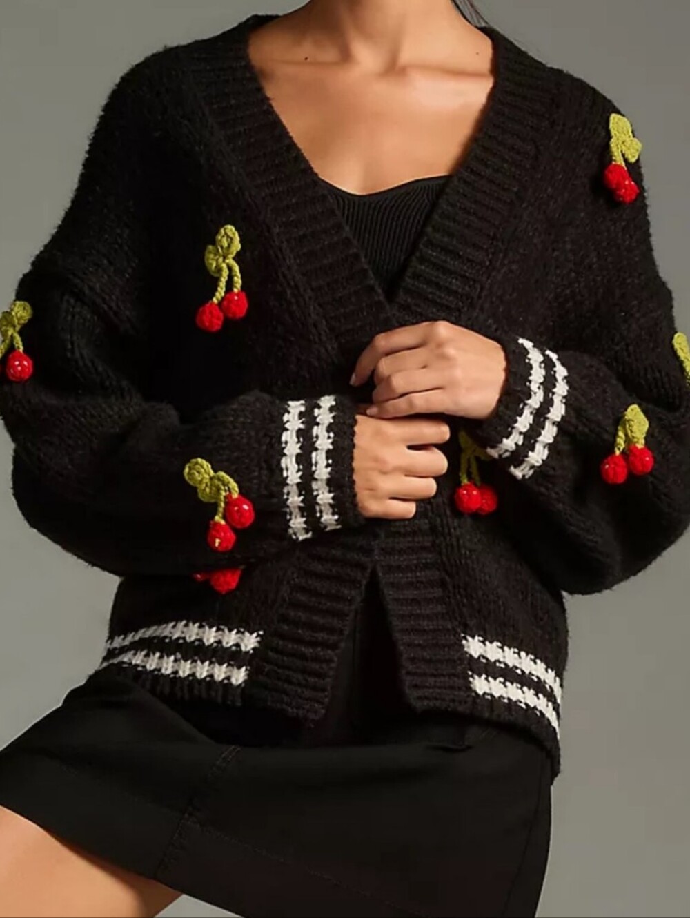 Anthropologie Maeve Cardigan 3D Cherry One Size